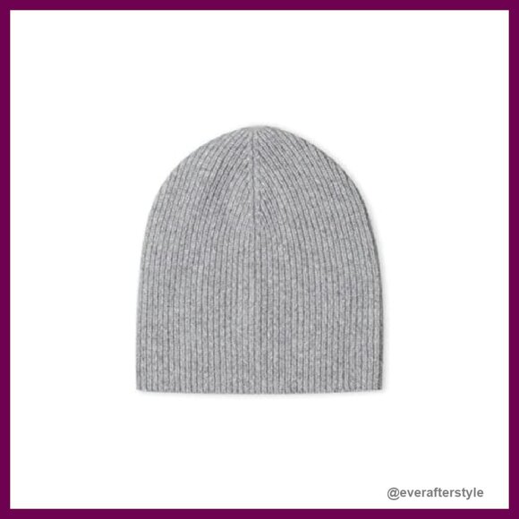 Pure Cashmere Ribbed Beanie Slouchy Winter Hat Classic Elegant Minimal Chic main image 5